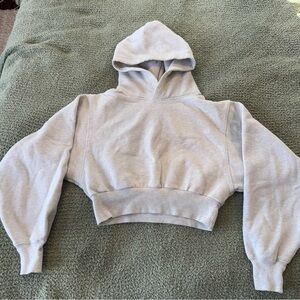 TNA Light Gray Cropped Hoodie Sweater
